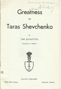 Slavutych Y. Greatness of Taras Shevchenko