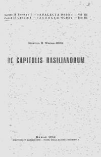 Wojnar M., p. De Capitulis Basilianorum