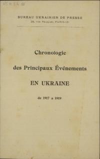 Chronologie des Principaux de Evenements en Ukraine de 1917 a 1919