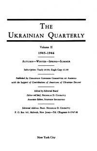 The Ukrainian Quarterly 1945-1946: Index