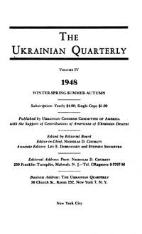 The Ukrainian Quarterly 1948: Idex