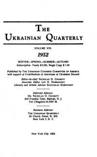 The Ukrainian Quarterly 1952: Index