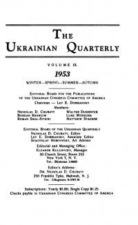 The Ukrainian Quarterly 1953: Index