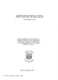 Pritz A. Ukrainian Cultural Traditions in Canada Theatre, Choral music and dance, 1891-1967