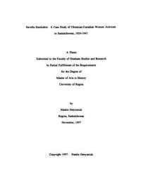 Ostryzniuk N. Savella Stechishin: A Case Study of Ukrainian-Canadian Women Activism in Saskatchewan, 1920-1 945