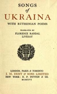 Songs of Ukraina, with Ruthenian poems