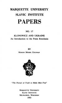 Coleman M. M. Klonovicz and Ukraine. An Introduction to the Poem Roxolania