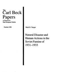 Tanger M. Natural Disaster and Human Actions in the Soviet Famine of 1931–1933