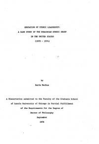 Markus D. Education of Ethnic Leadership: A Case Study of the Ukranian Ethnic Group in the United States (1970-1974)