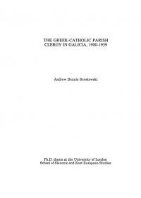 Sorokowski A. The greek-catholic parish clergy in Galicia 1900-1939