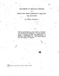 Piaseckyj O. Bibliography of ukrainian Literature in English and French translation (1950-1983)