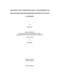 Bezo B. The impact of intergenerational transmission of trauma from the Holodomor Genocide of 1932-1933 in Ukraine