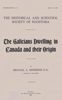 Sherbinin M. The Galicians dwelling in Canada and their origin