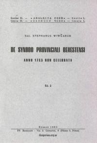 Wiwčaruk S., sac. De Synodo Provinciali Berestensi anno 1765 non celebrata