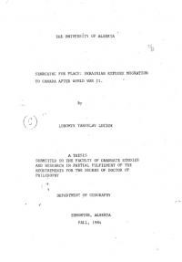 Luciuk L. Searching for Place: Ukrainian Refugee Migration to Canada after World War II