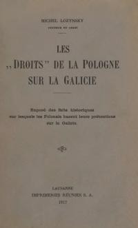 Lozynsky M. Les droits de la Pologne sur la Galicie expose