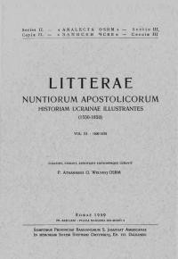 Litterae Nuntiorum Apostolicorum Historiam Ucrainae Illustrantes (1550-1850). Vol. 3: (1609-1620)