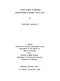 Lazarowich L.M. A social History of Ukrainian cottage weaving in Alberta, 1900 to 1940