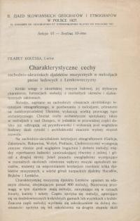 Kolessa F. Charakterystyczne cechy zachodnio ukrainskich djalektow muzycznych w melodjach pieśni ludowych z Łemkowszczyzny