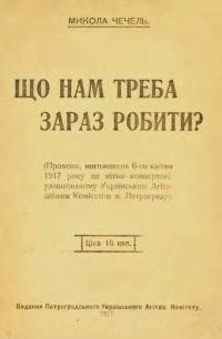 Чечель М. Що нам треба зараз робити?