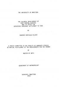 Bilash R. B. The Colonial Development of East Central Alberta and its effect on Ukrainian Immigrant Settlement to 1930