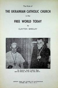 Barcley C. The Ukrainian catholic church in the Free World today