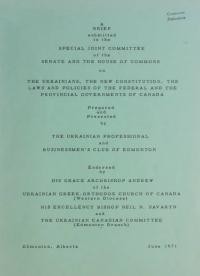 A Brief submitted to the special Joint Committee of the Senate and the House of Commons on the Ukrainians