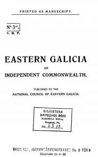 Eastern Galicia an Independent Commonwealth